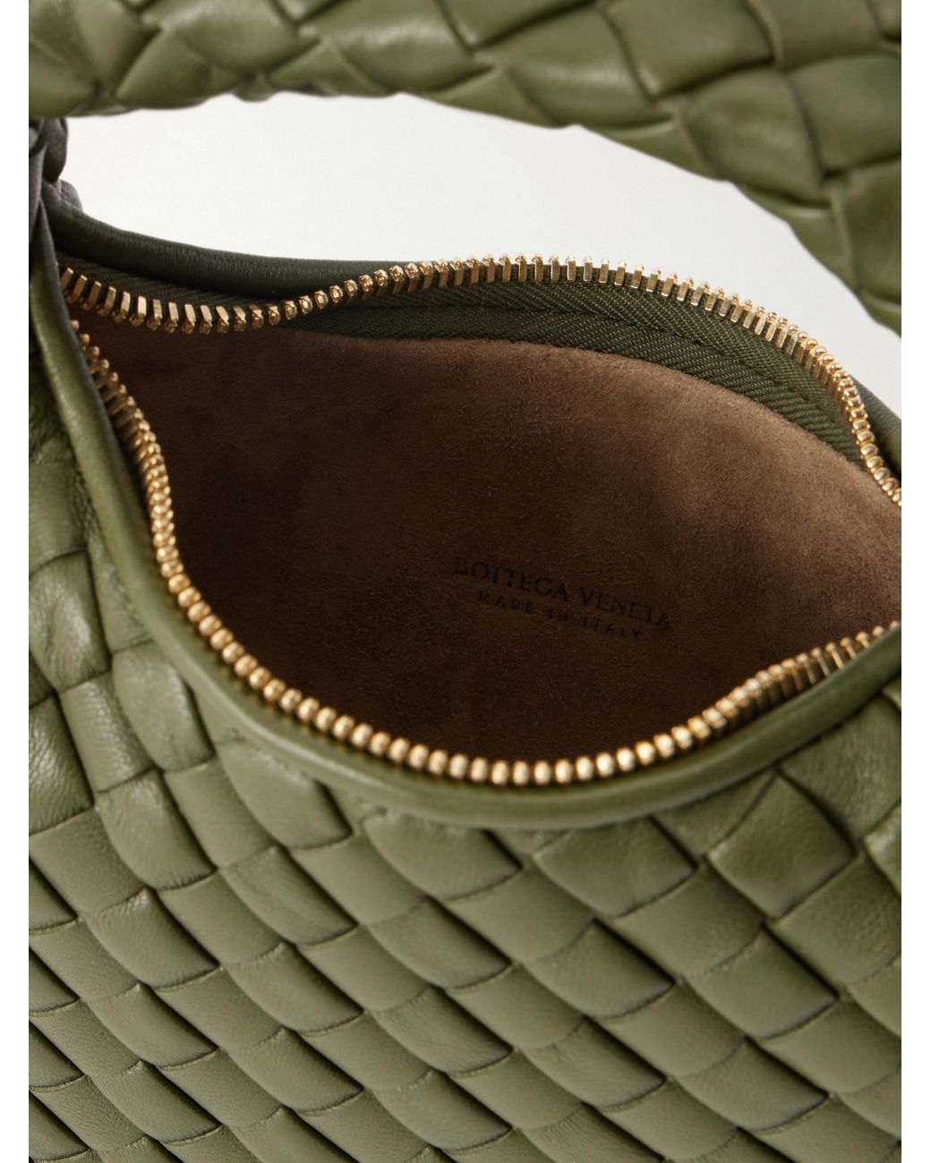 Bottega Veneta Green Baby Veneta Intrecciato Leather Top-Handle Bag