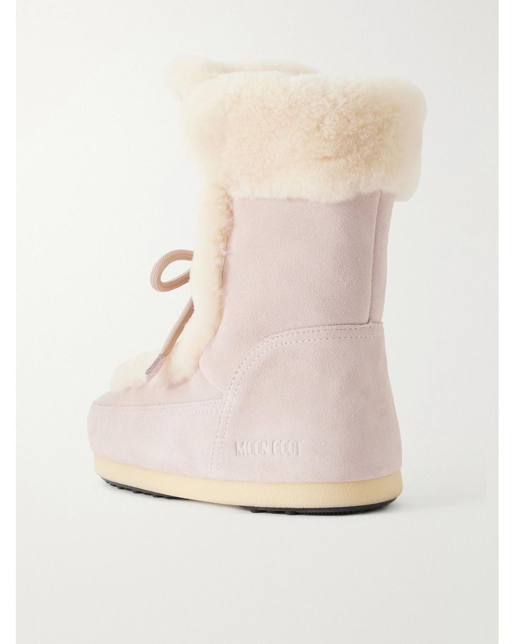 Moon Boot Natural Evx Fairy Shearling-Trimmed Suede Ankle Boots