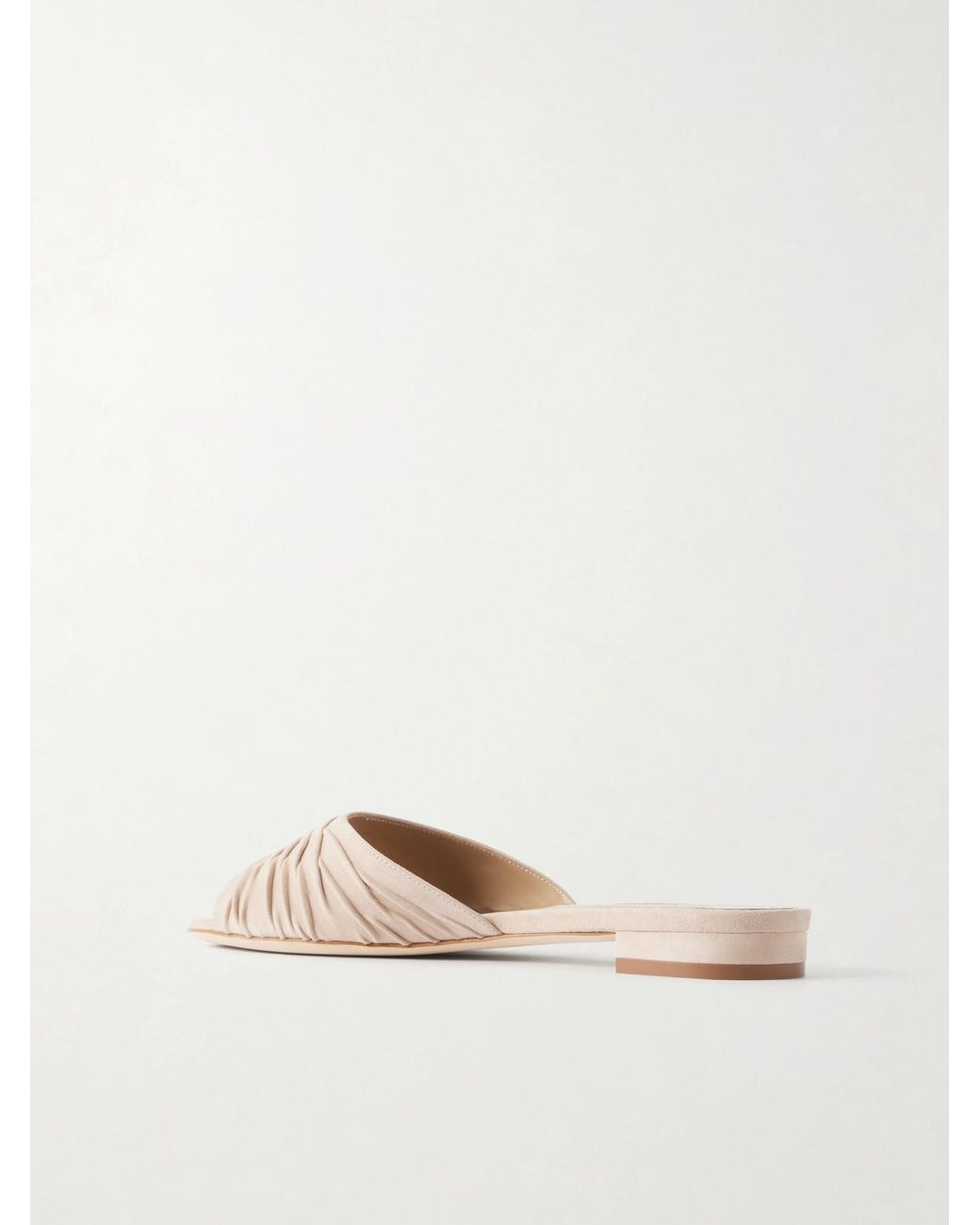 Manolo Blahnik Natural Pirua 10 Pleated Suede Sandals