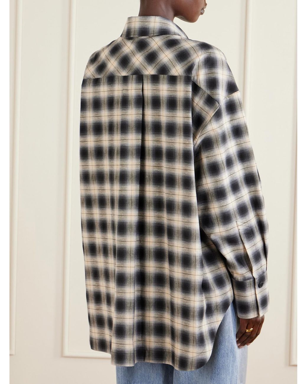 The Attico Gray Checked Cotton-Poplin Shirt