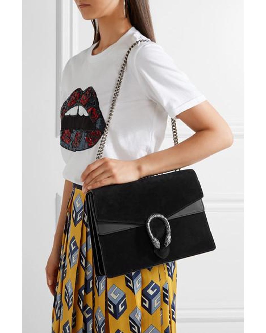 Gucci Dionysus Medium Suede Shoulder Bag in Black | Lyst