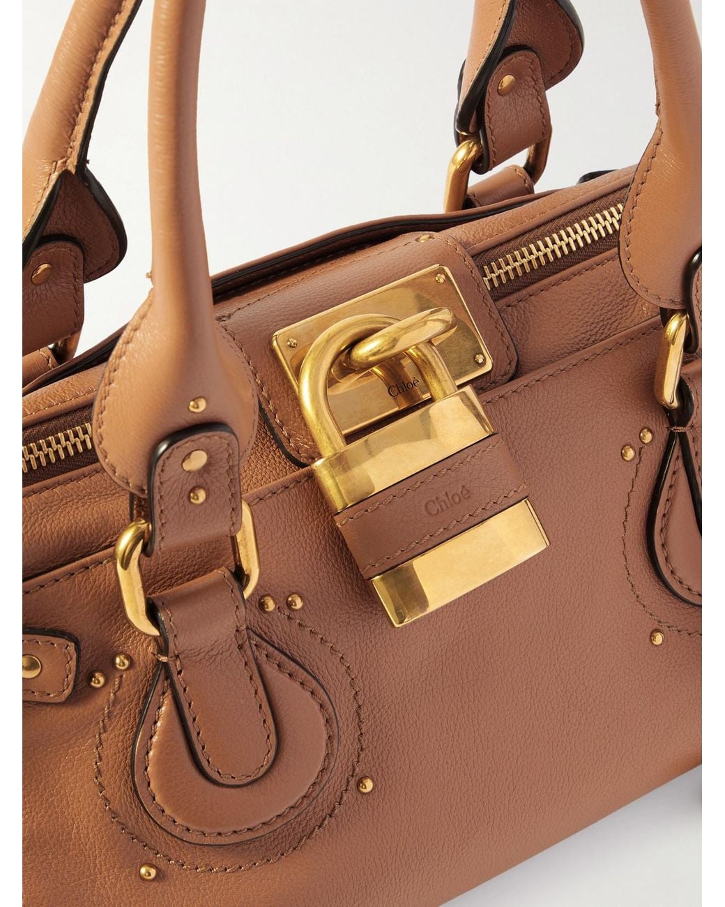 Chloé Natural Paddington Embellished Leather Tote