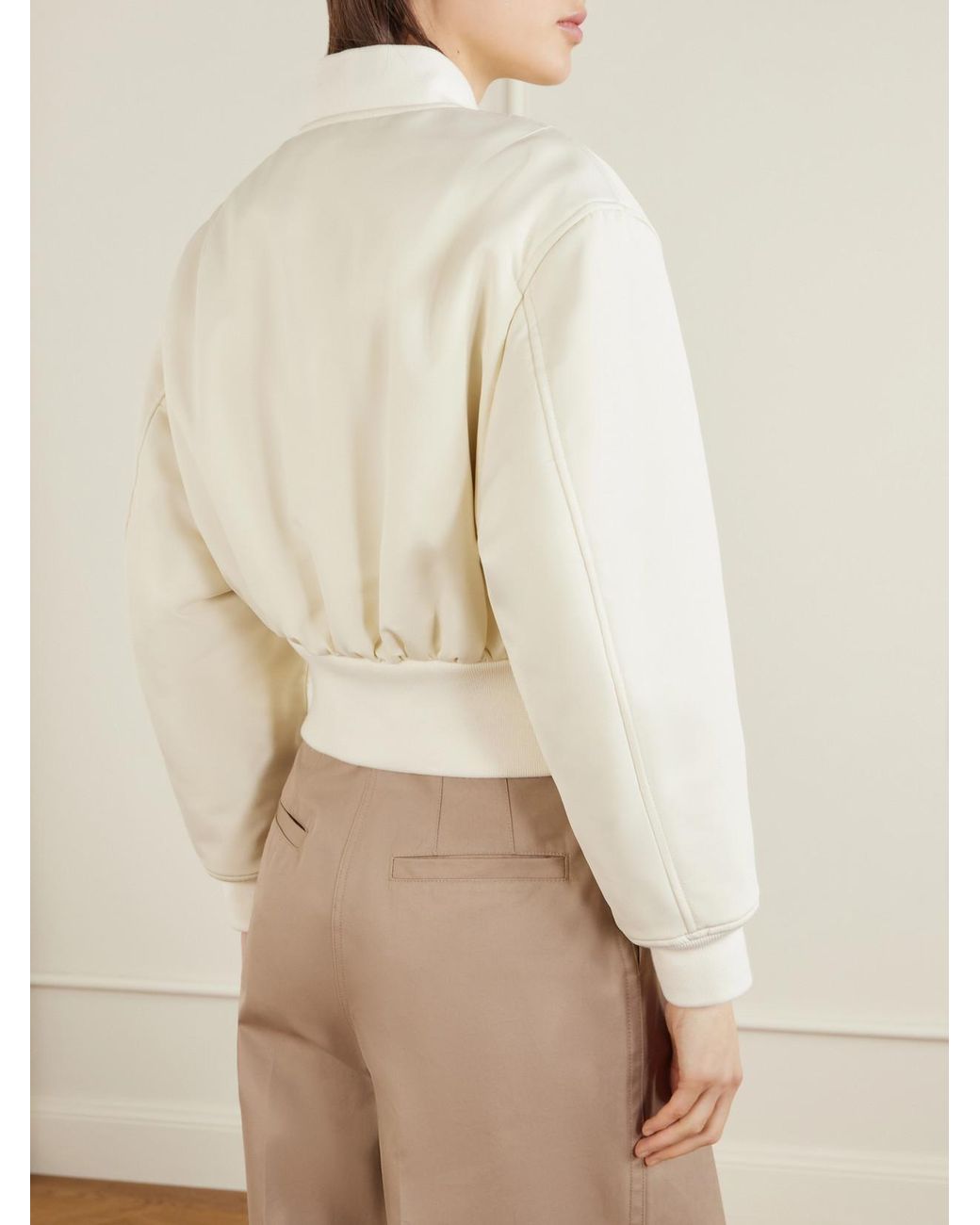 Balenciaga Natural Cropped Shell Bomber Jacket