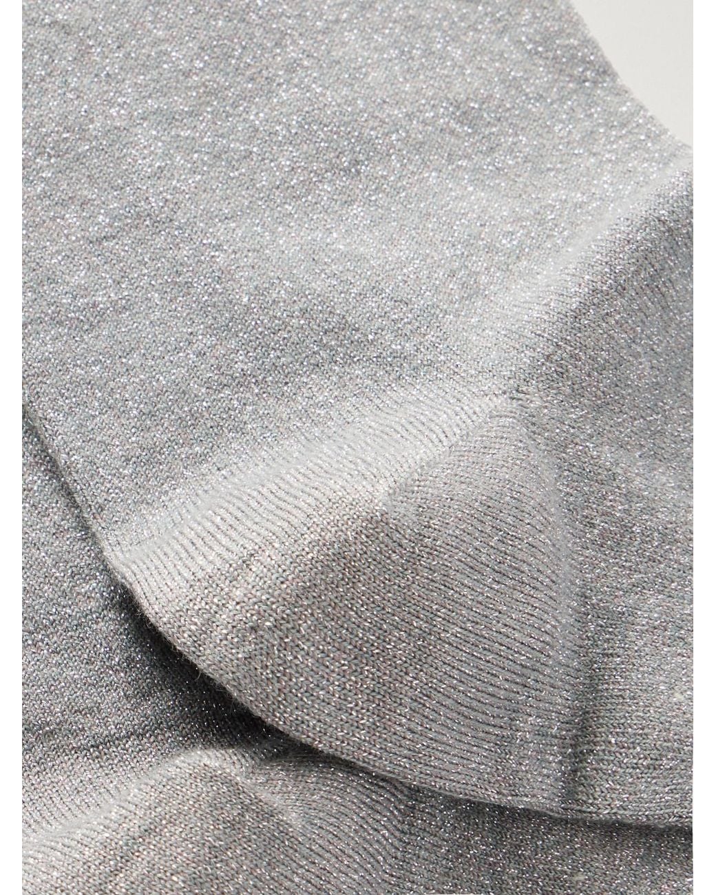 Brunello Cucinelli Gray Metallic Cashmere-Blend Ankle Socks