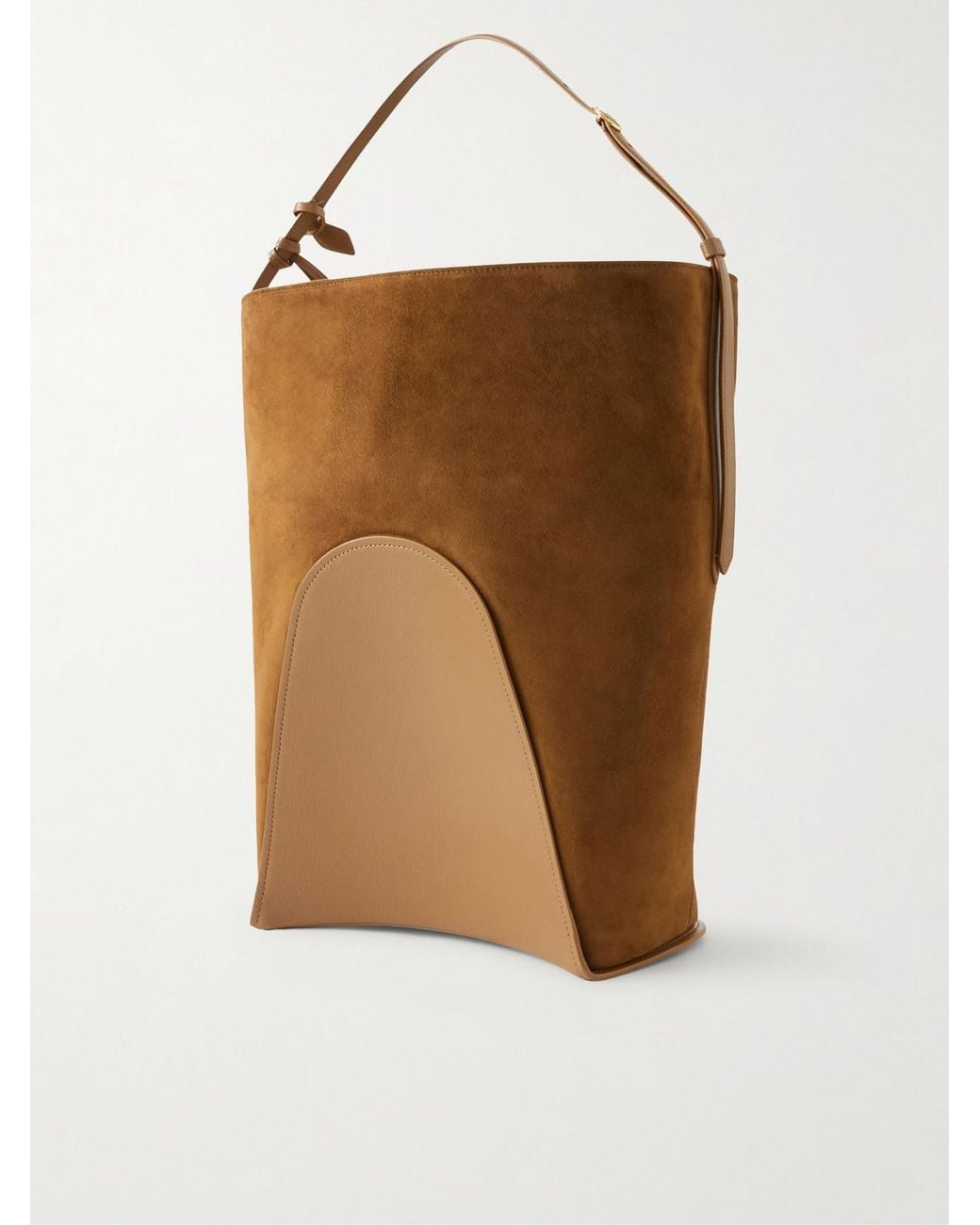Alaïa Brown Hip Large Leather-Trimmed Suede Bucket Bag