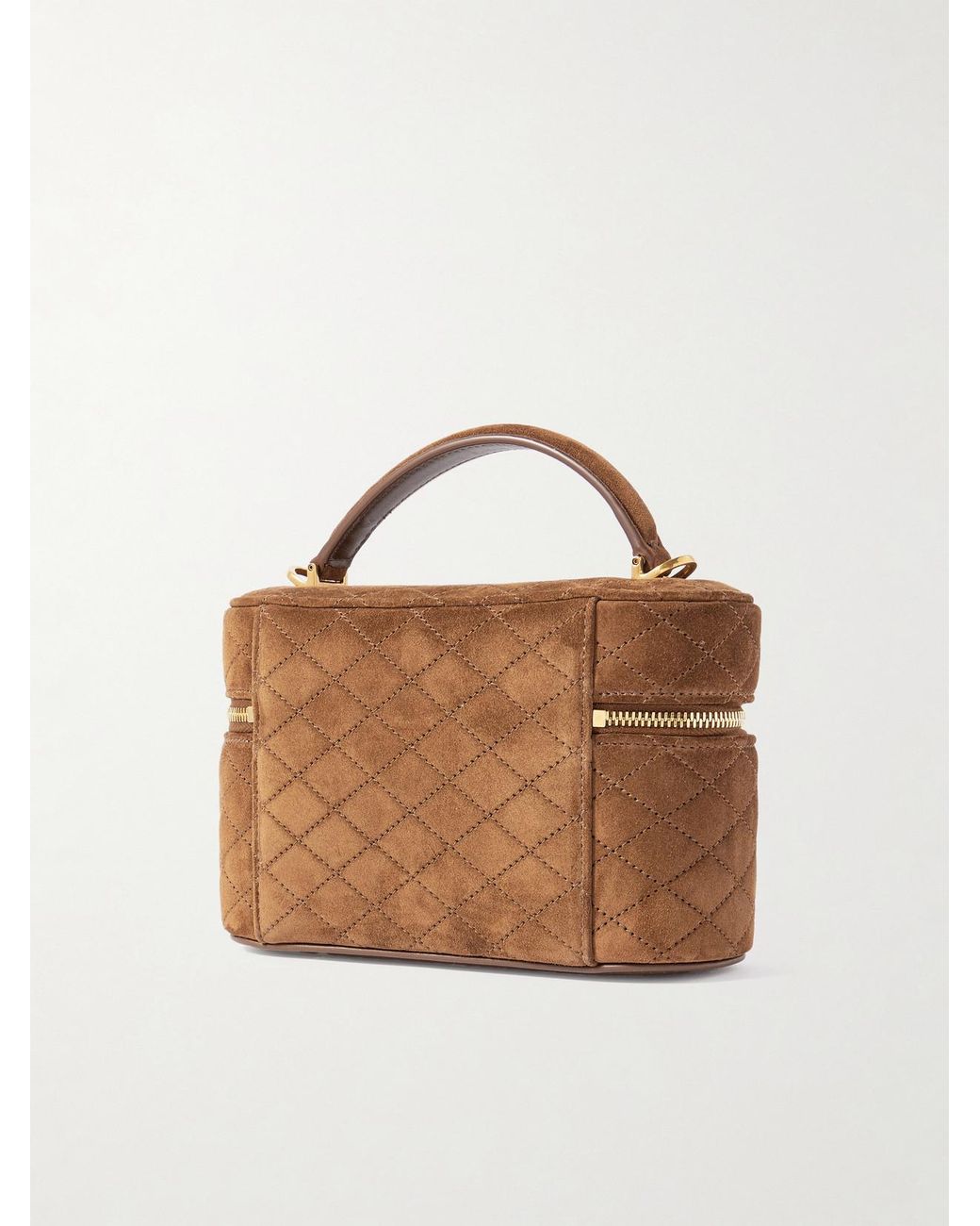 Saint Laurent Brown Gaby Vanity Mini Quilted Suede Shoulder Bag