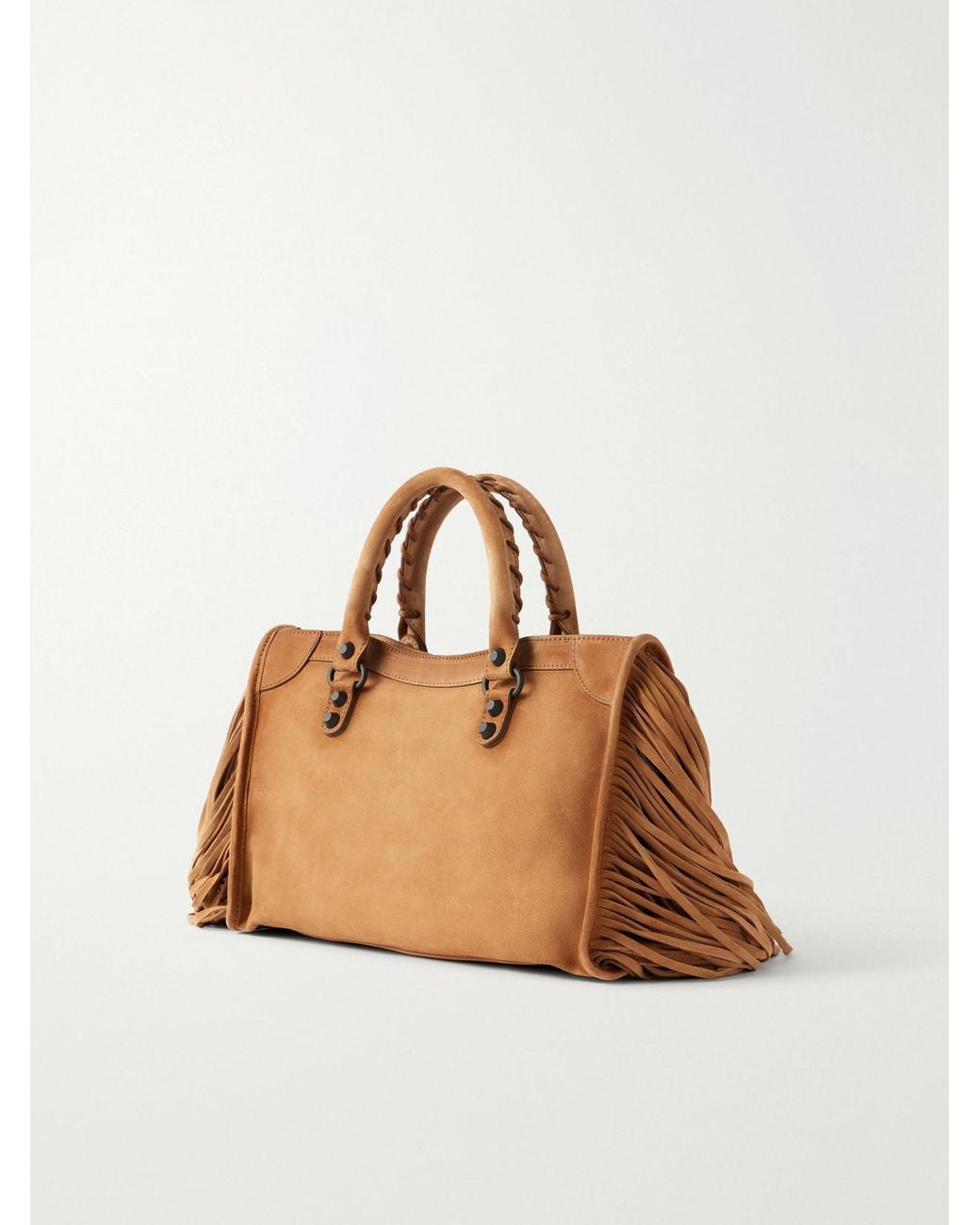 Balenciaga Brown Le City Small Fringed Suede Shoulder Bag