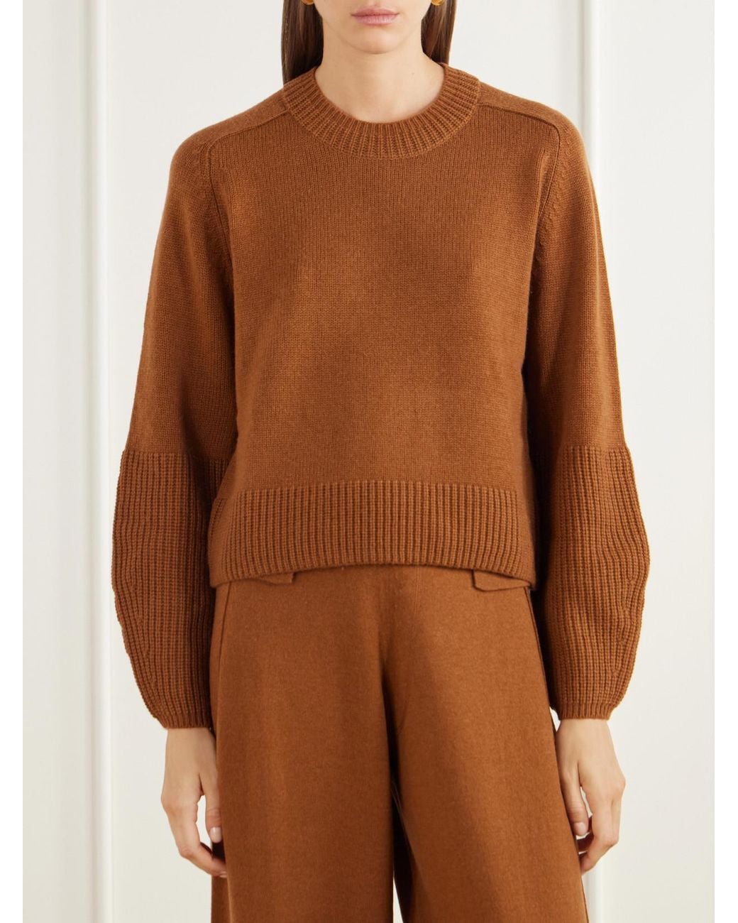 Allude Brown Wool And Cashmere-Blend Sweater