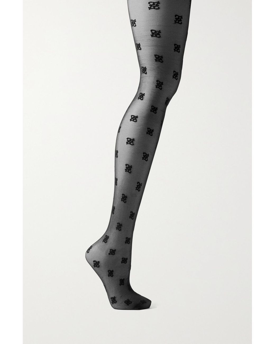 Fendi Embroidered Tulle Tights in Black