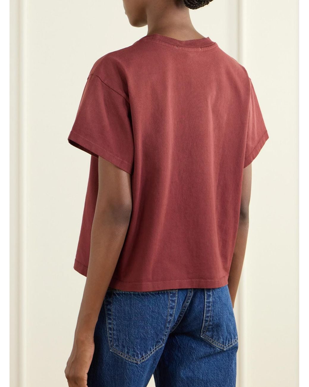 SLVRLAKE Denim Red Square Cotton-Jersey T-Shirt