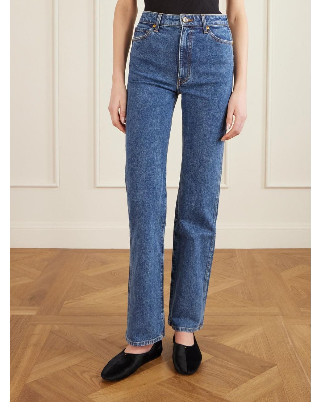 Khaite Blue Danielle High-Rise Slim-Leg Jeans