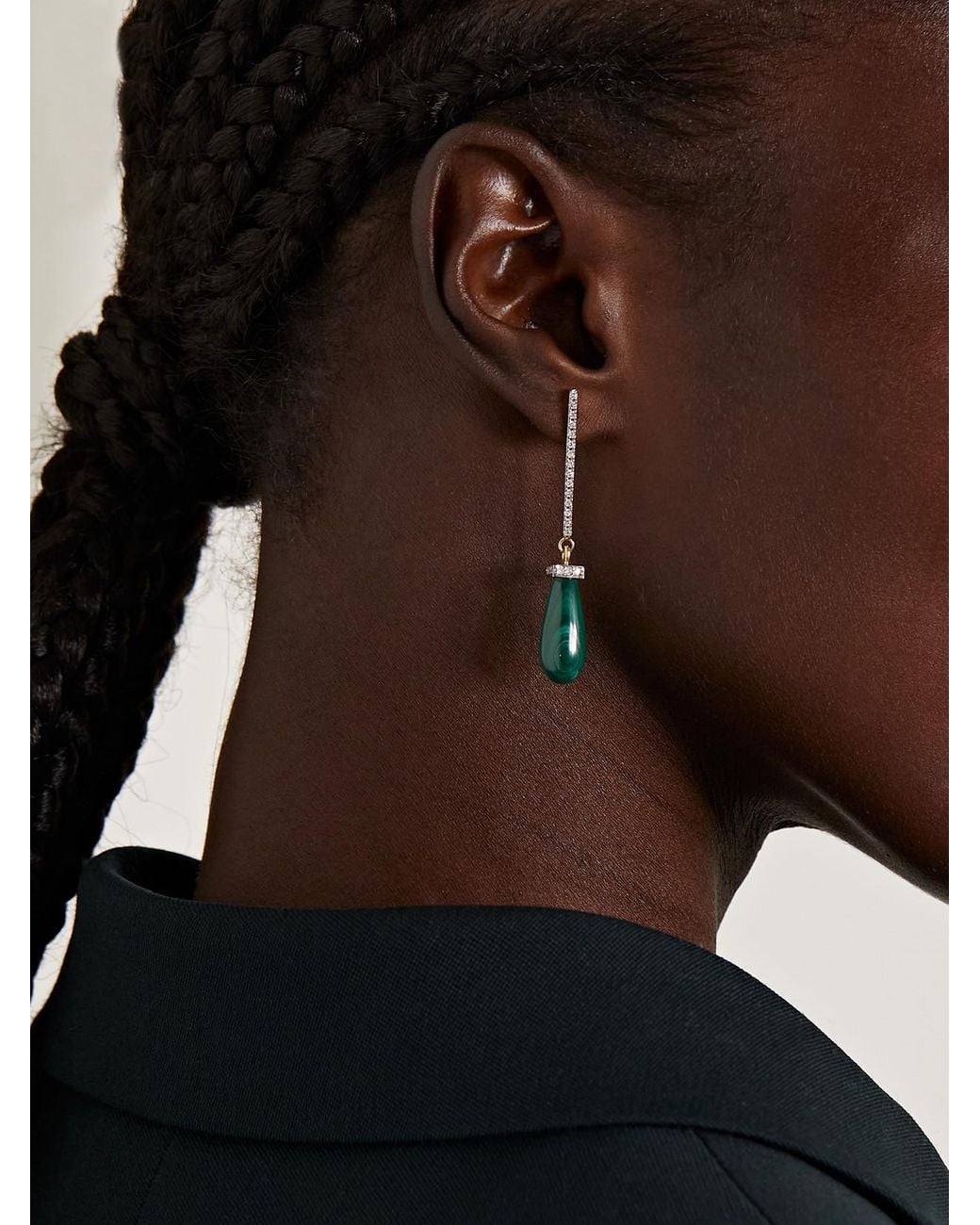 Mateo White 14-Karat, Malachite And Diamond Earrings