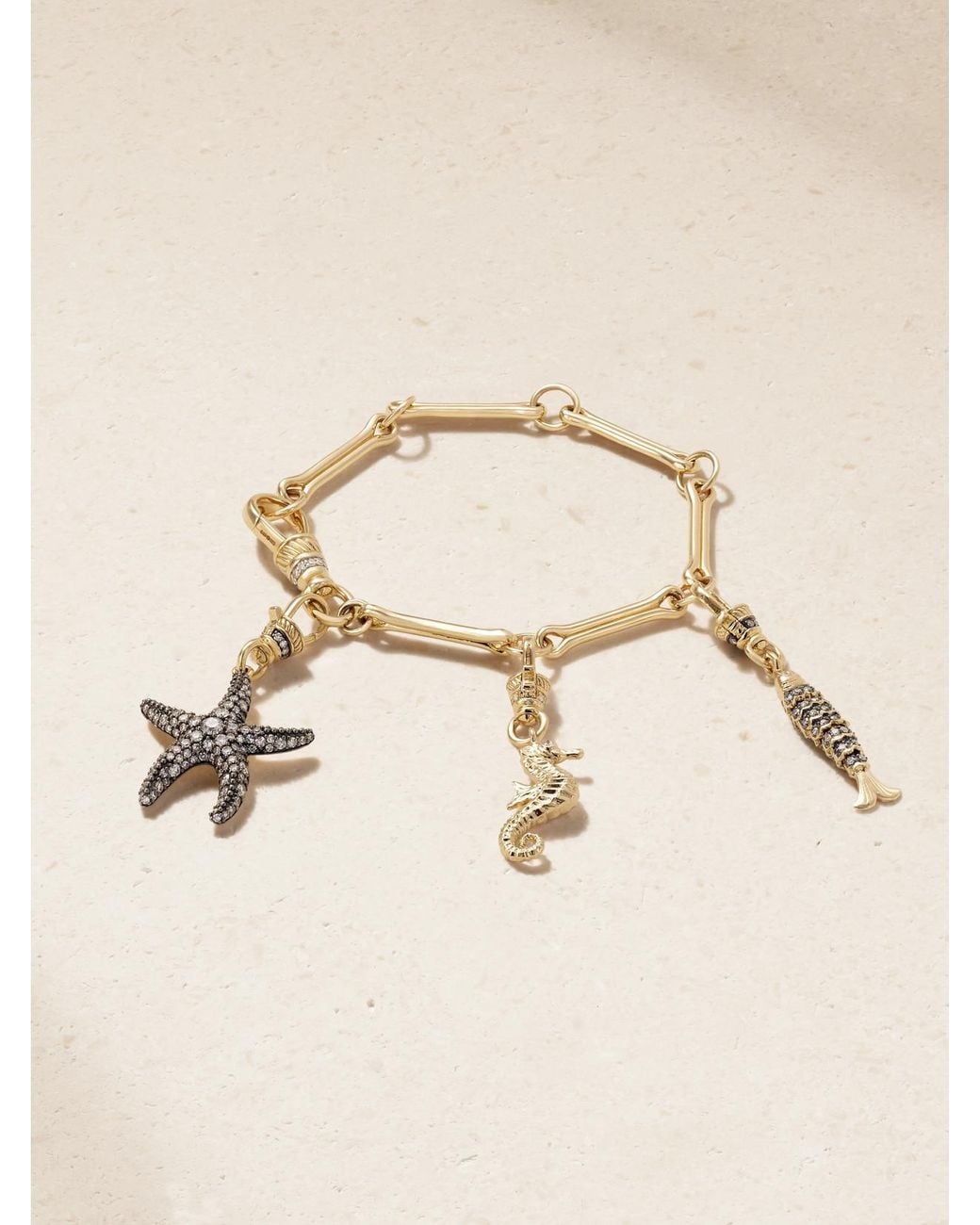 Lucy Delius Natural Show Your Bones 14-Karat Rhodium-Plated Diamond Bracelet