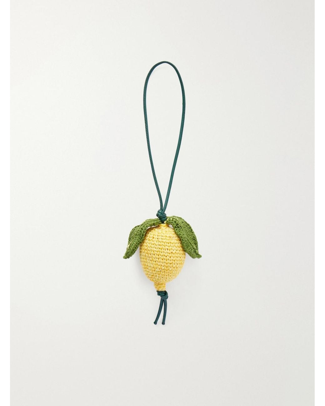 J.W. Anderson White Lemon Crocheted Cotton And Leather Bag Charm