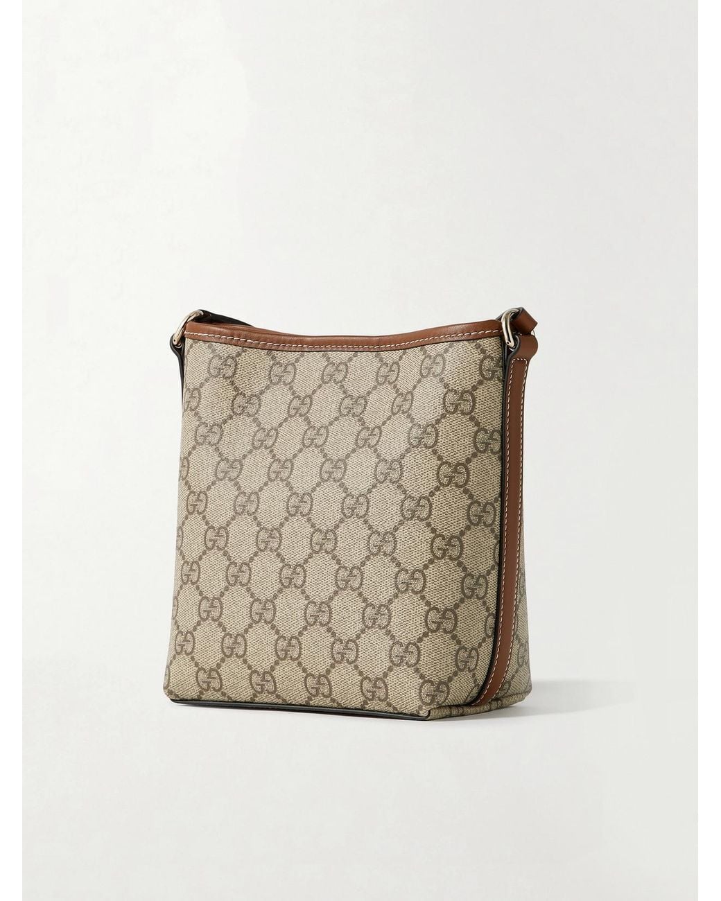 Gucci Metallic Gg Emblem Mini Leather-Trimmed Coated Canvas-Jacquard Shoulder Bag