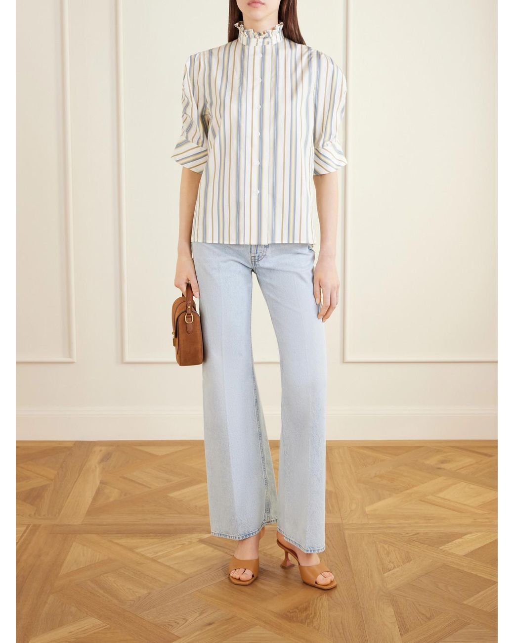 Thierry Colson Natural Vita Striped Cotton Blouse