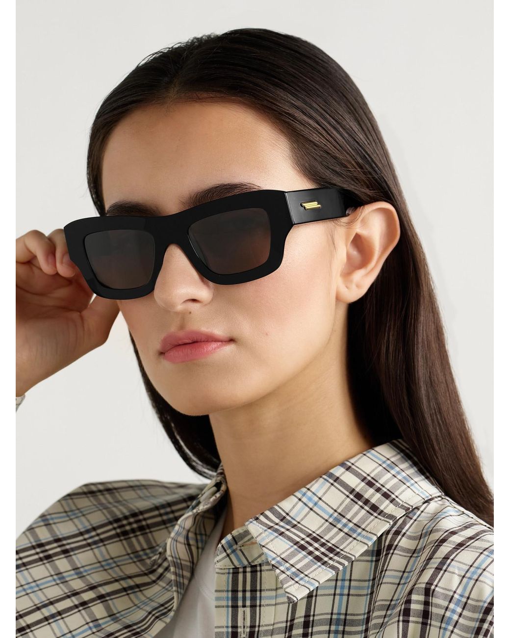 Bottega Veneta Black Square-Frame Acetate Sunglasses
