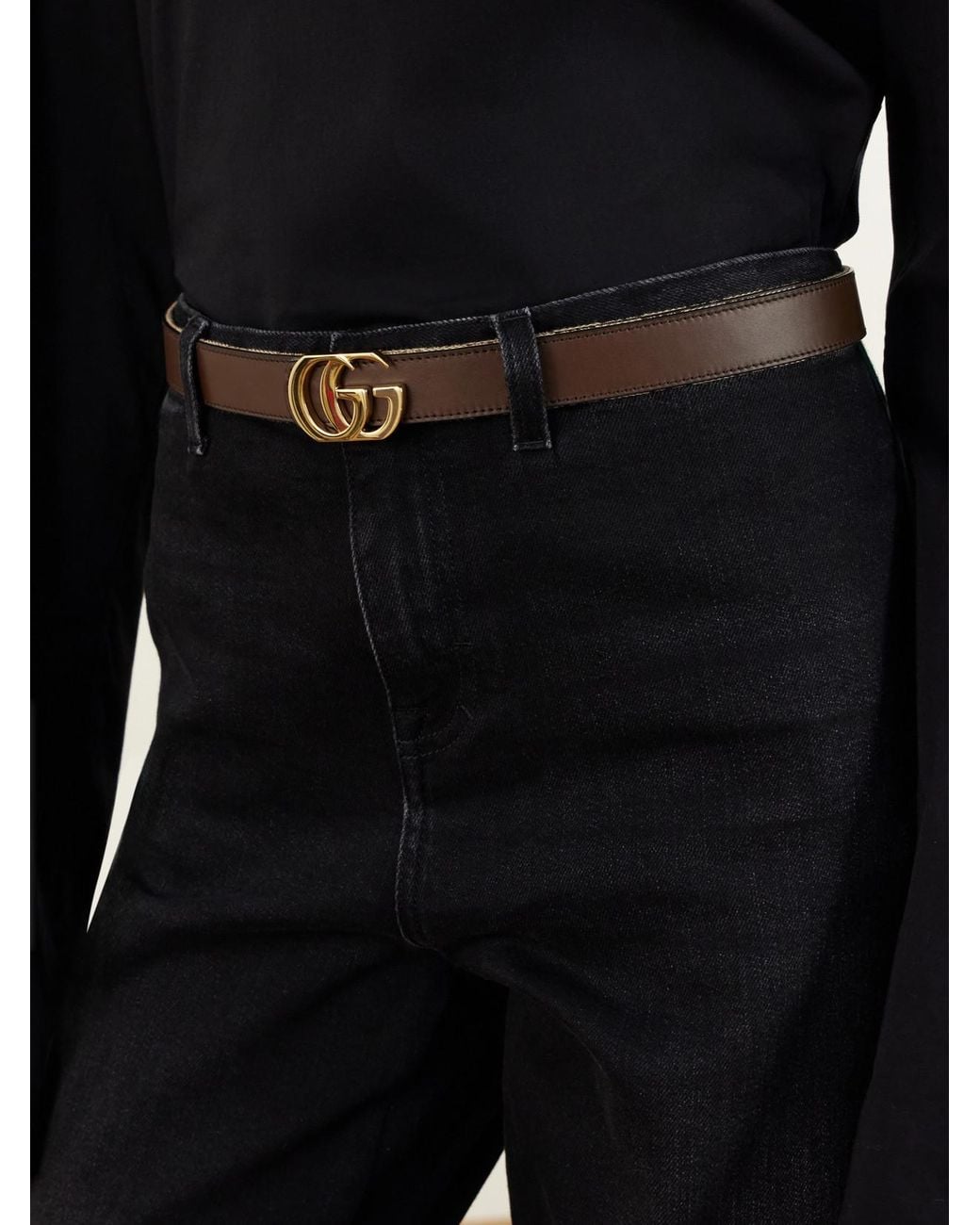 Gucci Natural Cut Gg Marmont Reversible Leather And Printed Coated-Canvas Belt
