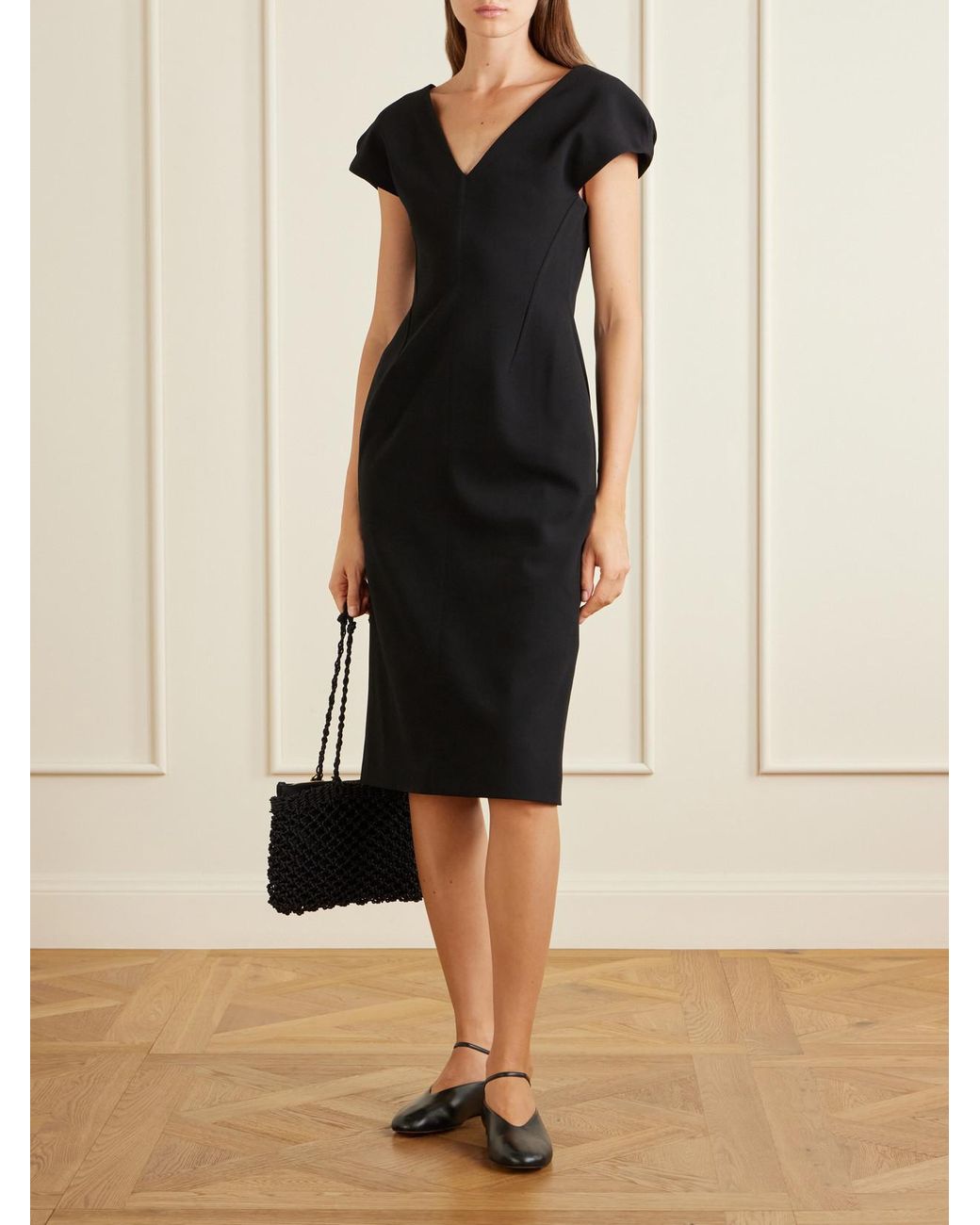 Jil Sander Black Wool Midi Dress