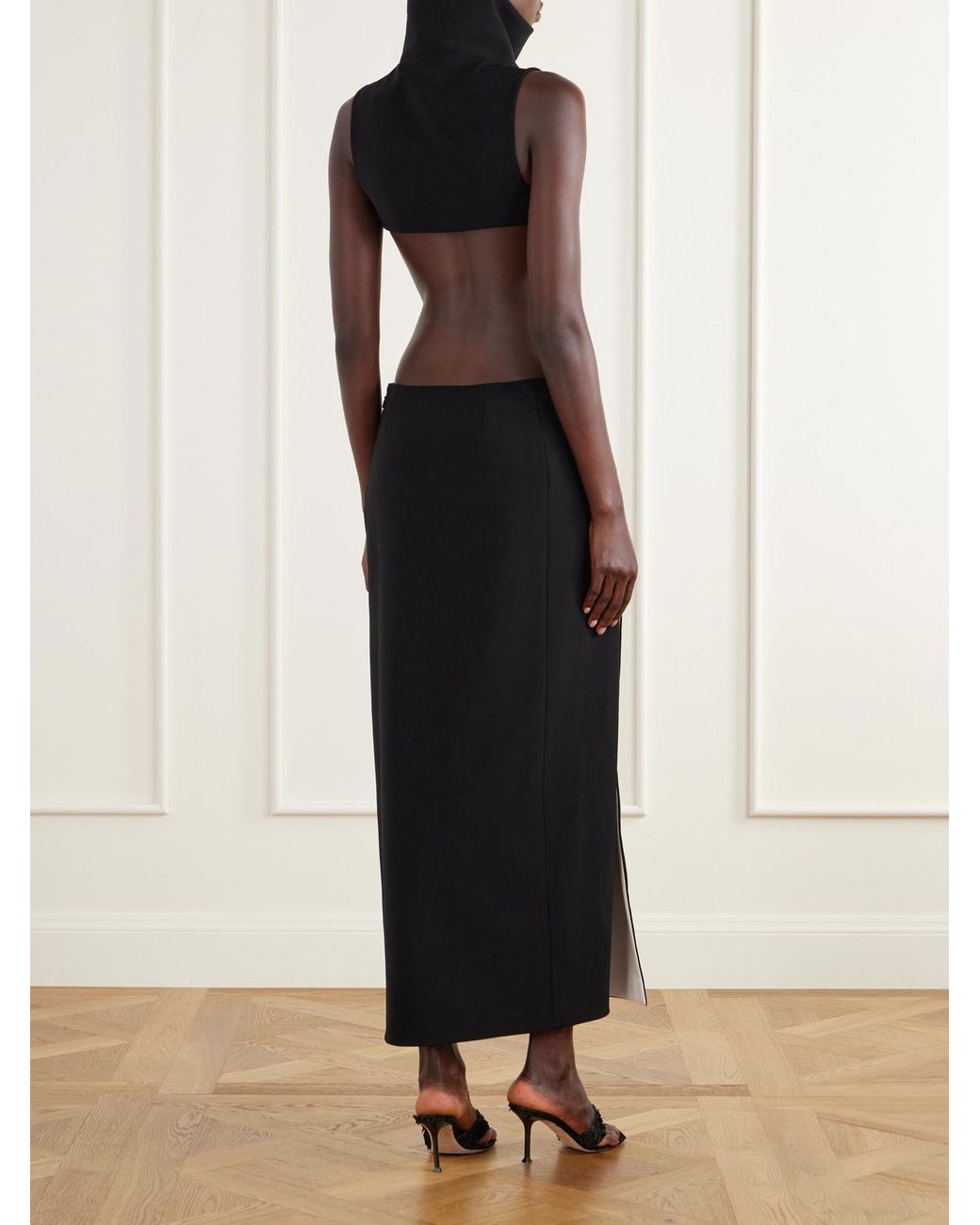 Courreges Black Cut-Out Crepe Maxi Dress