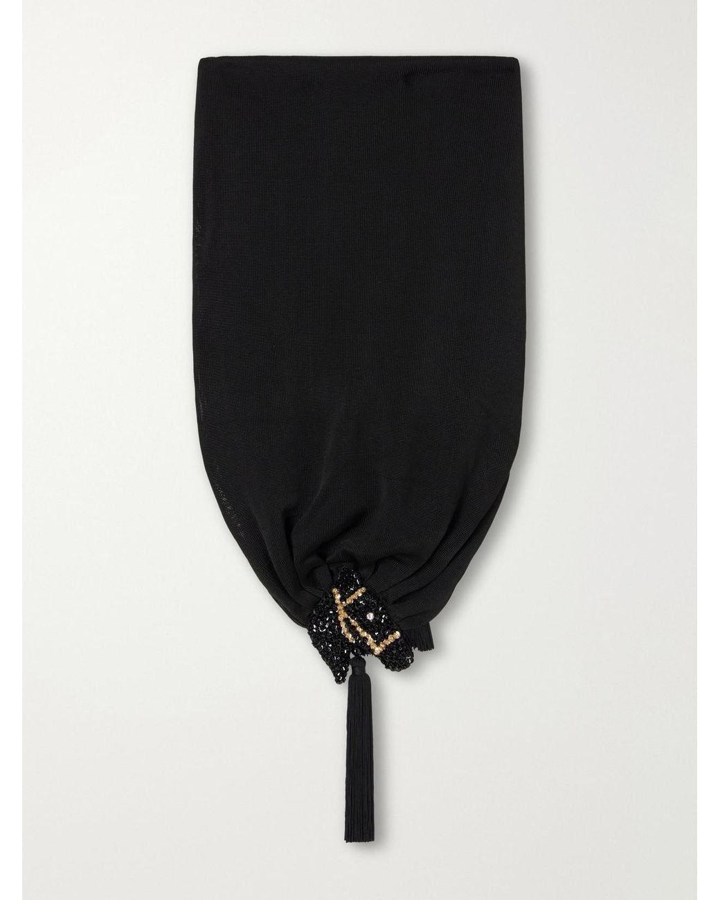 Bode Black Embellished Tasseled Woven Scarf