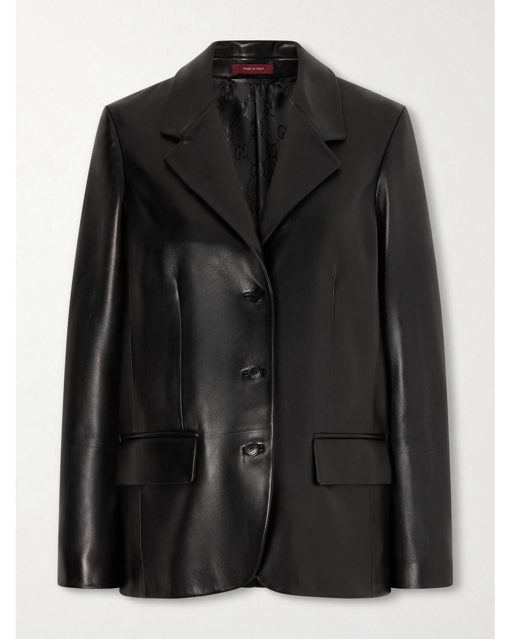 Gucci Black Leather Blazer