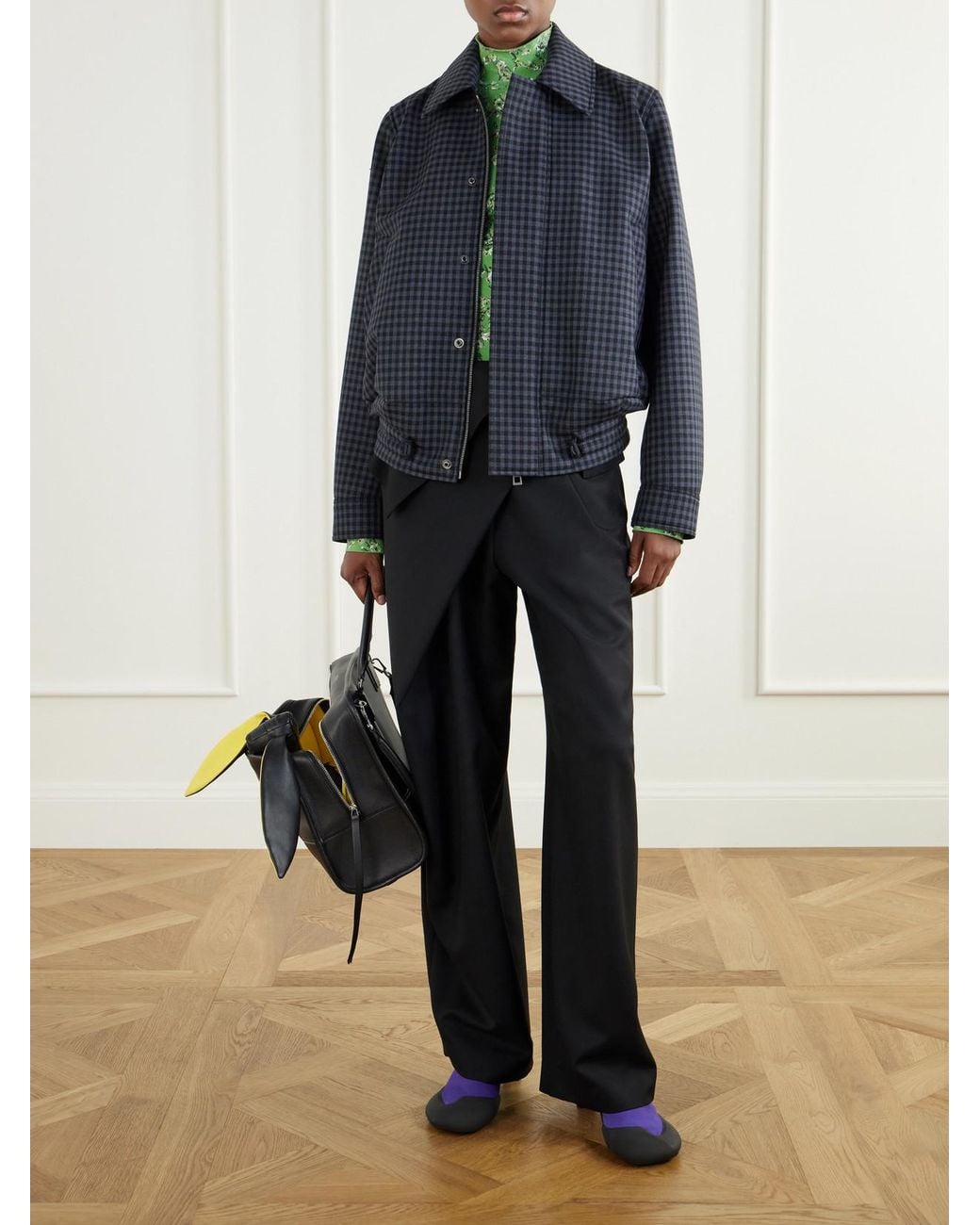 Loewe Blue Checked Wool-Blend Jacket