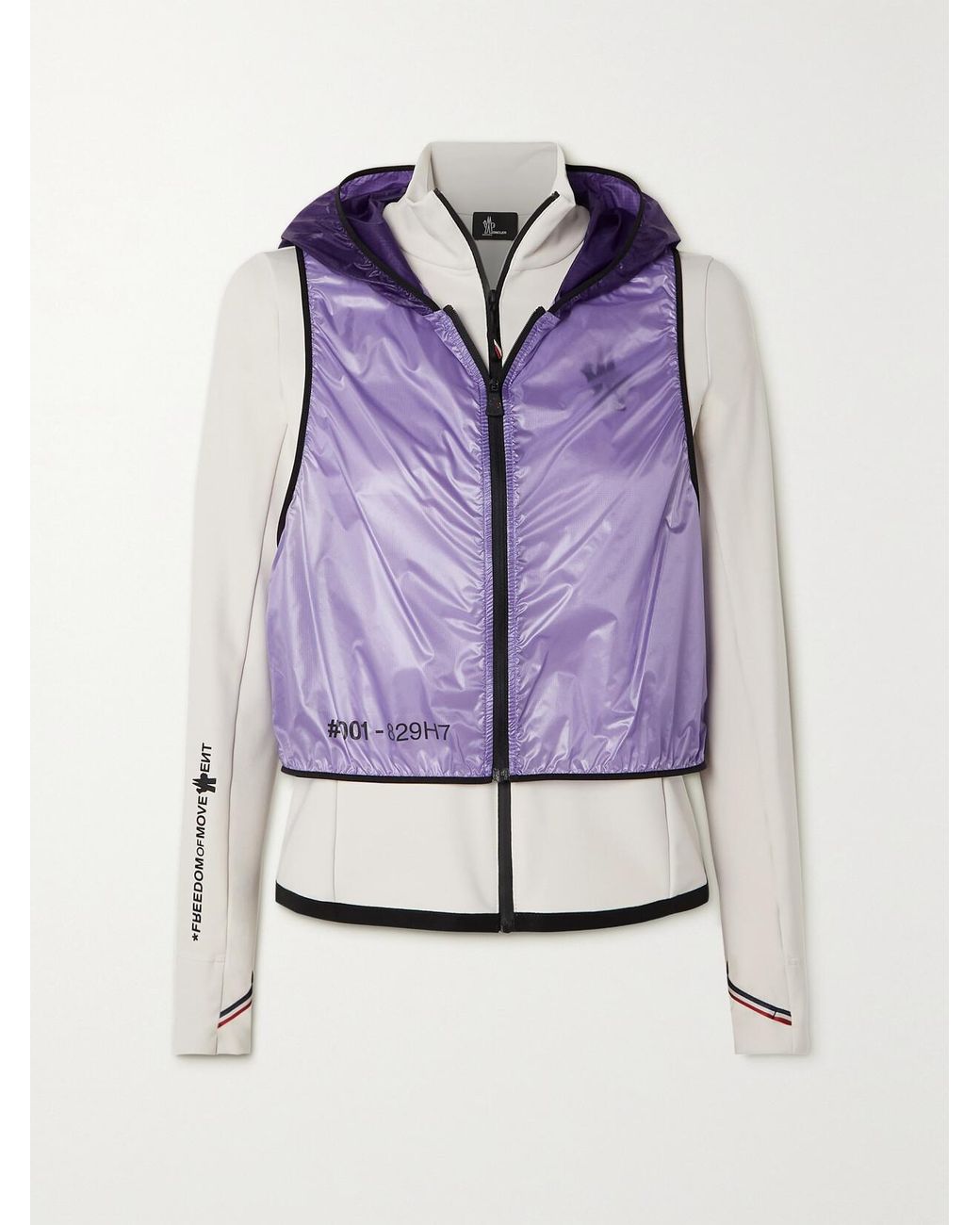 Moncler Purple Convertible Hooded Shell And Stretch Tech-Jersey Jacket