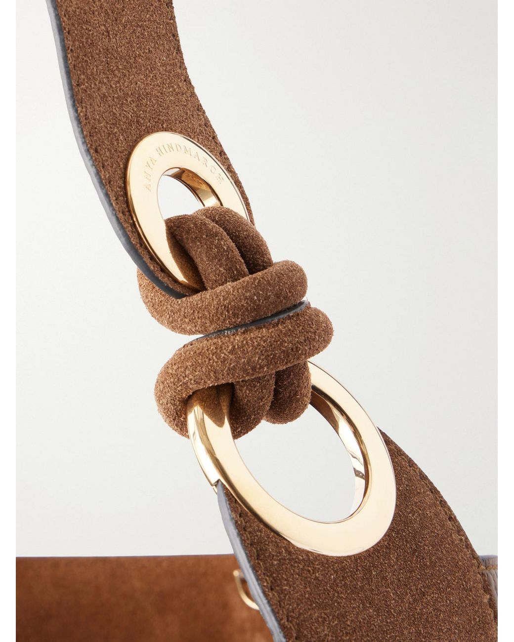 Anya Hindmarch Brown Ringo Suede-Trimmed Textured-Leather Tote