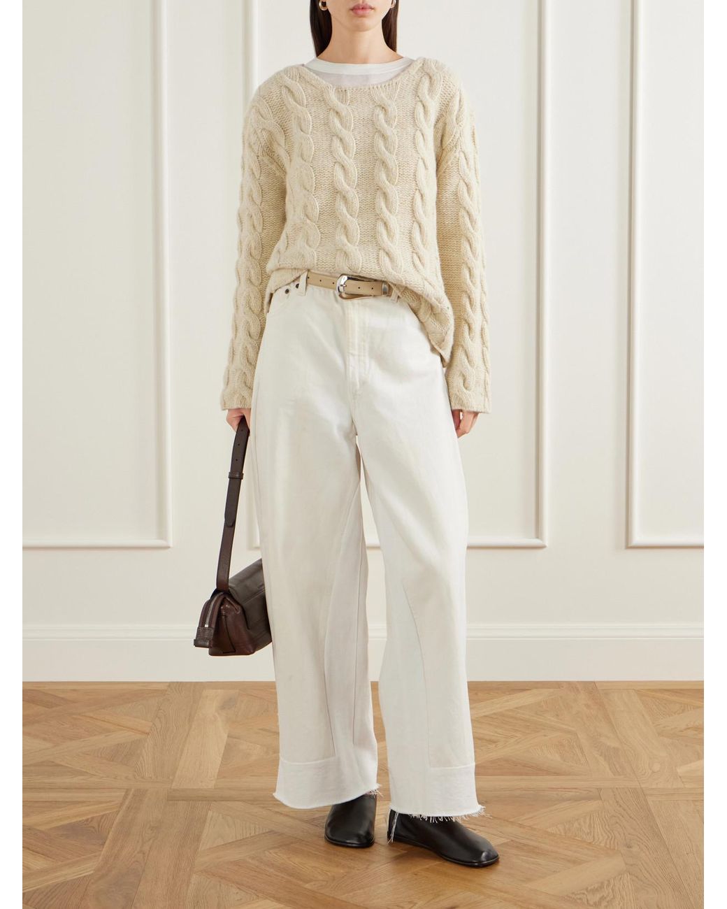 B Sides Natural Cable-Knit Wool Sweater