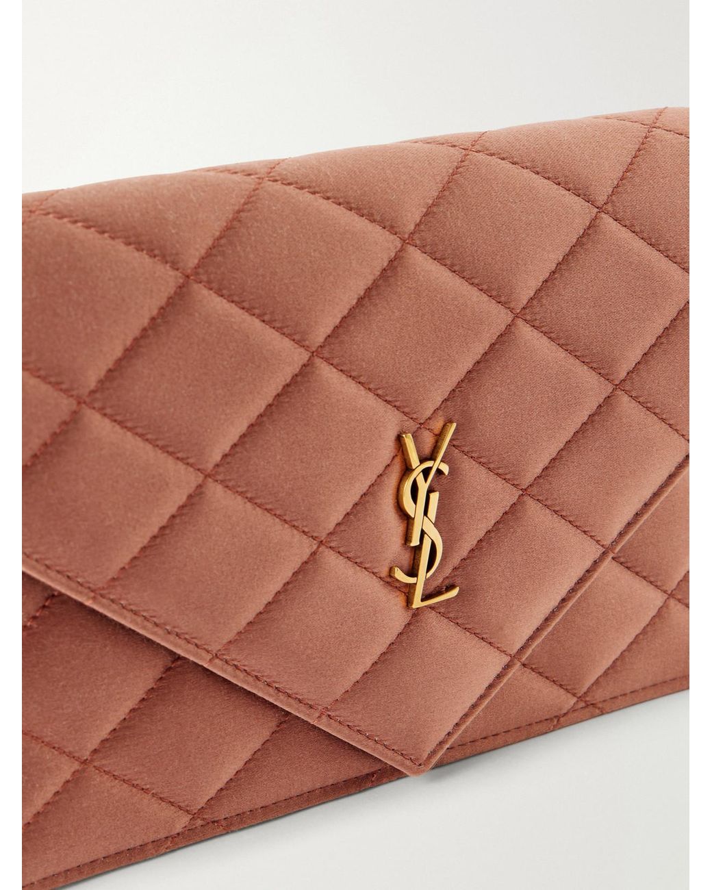 Saint Laurent Pink Paris Quilted Satin Chain Wallet