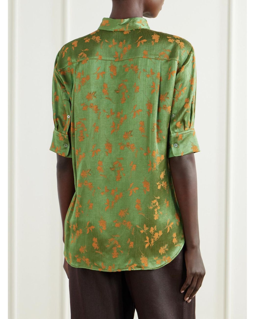 Dries Van Noten Green Floral-Jacquard Shirt