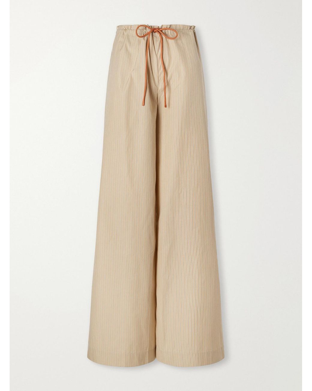 Kallmeyer Natural Wesley Striped Cotton-Taffeta Wide-Leg Pants