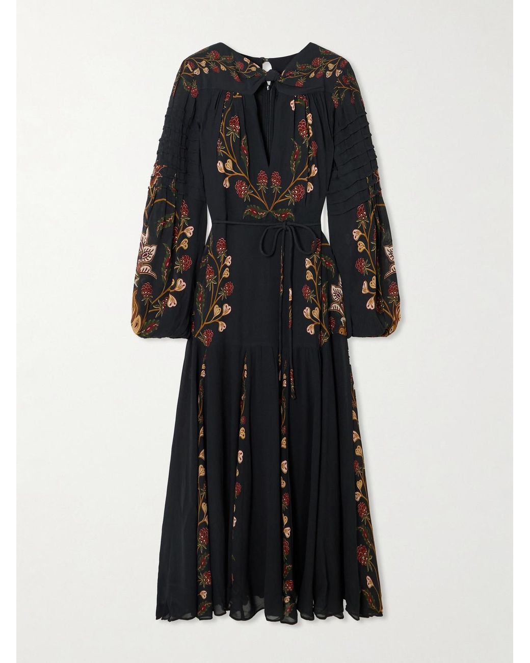 chinese dress ladies Farm Rio Floral Chenille Long Sleeve Midi Dress