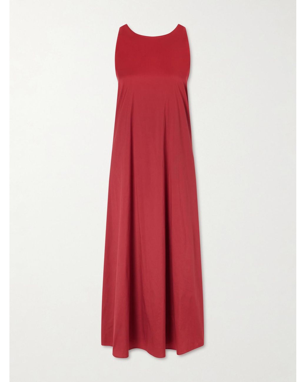 Max Mara Red Seta Cotton-Blend Taffeta Maxi Dress