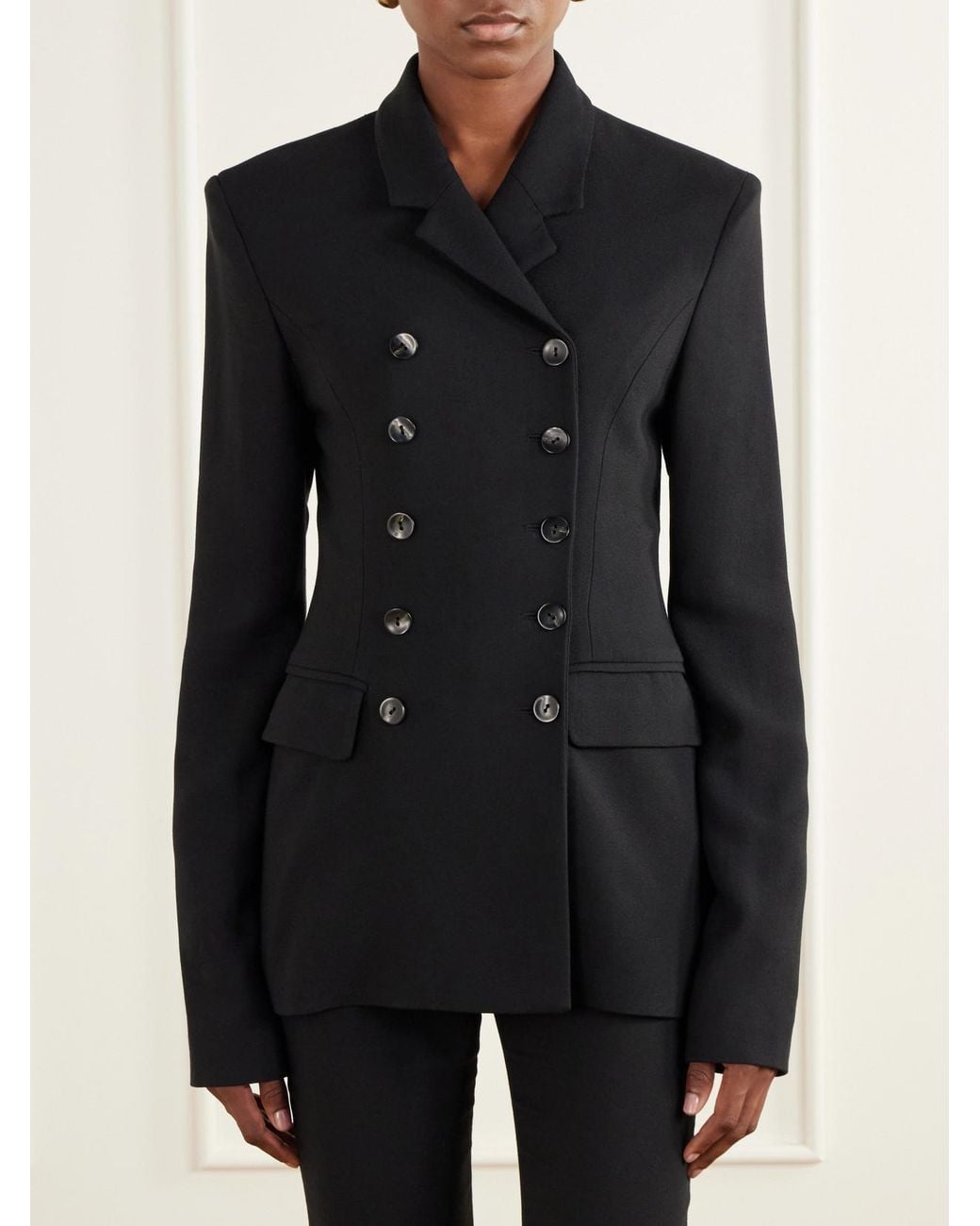 TOVE Black Hero Double-Breasted Crepe Blazer