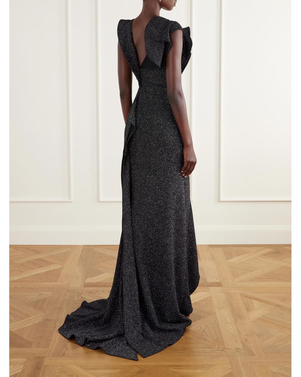 Maticevski White Flashpoint Asymmetric Ruffled Lurex Gown