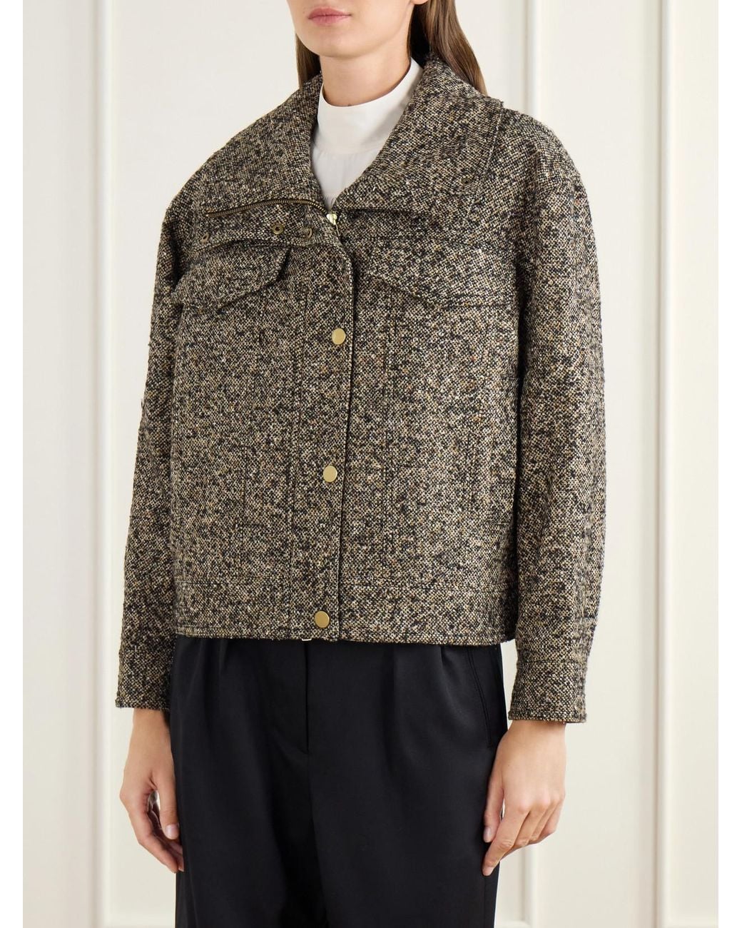 Veronica Beard Natural Silversmith Dickey Padded Tweed Jacket