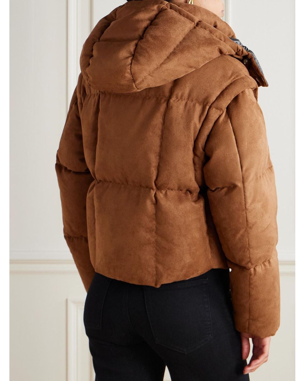 Moncler Brown Paterne Convertible Hooded Quilted Brushed-Moleskin Down Jacket