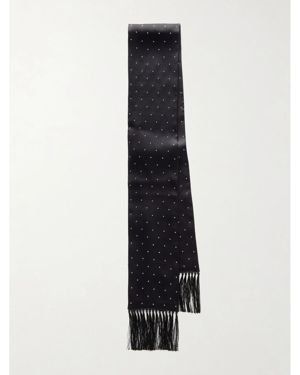Tom Ford White Fringed Crystal-Embellished Silk-Satin Scarf