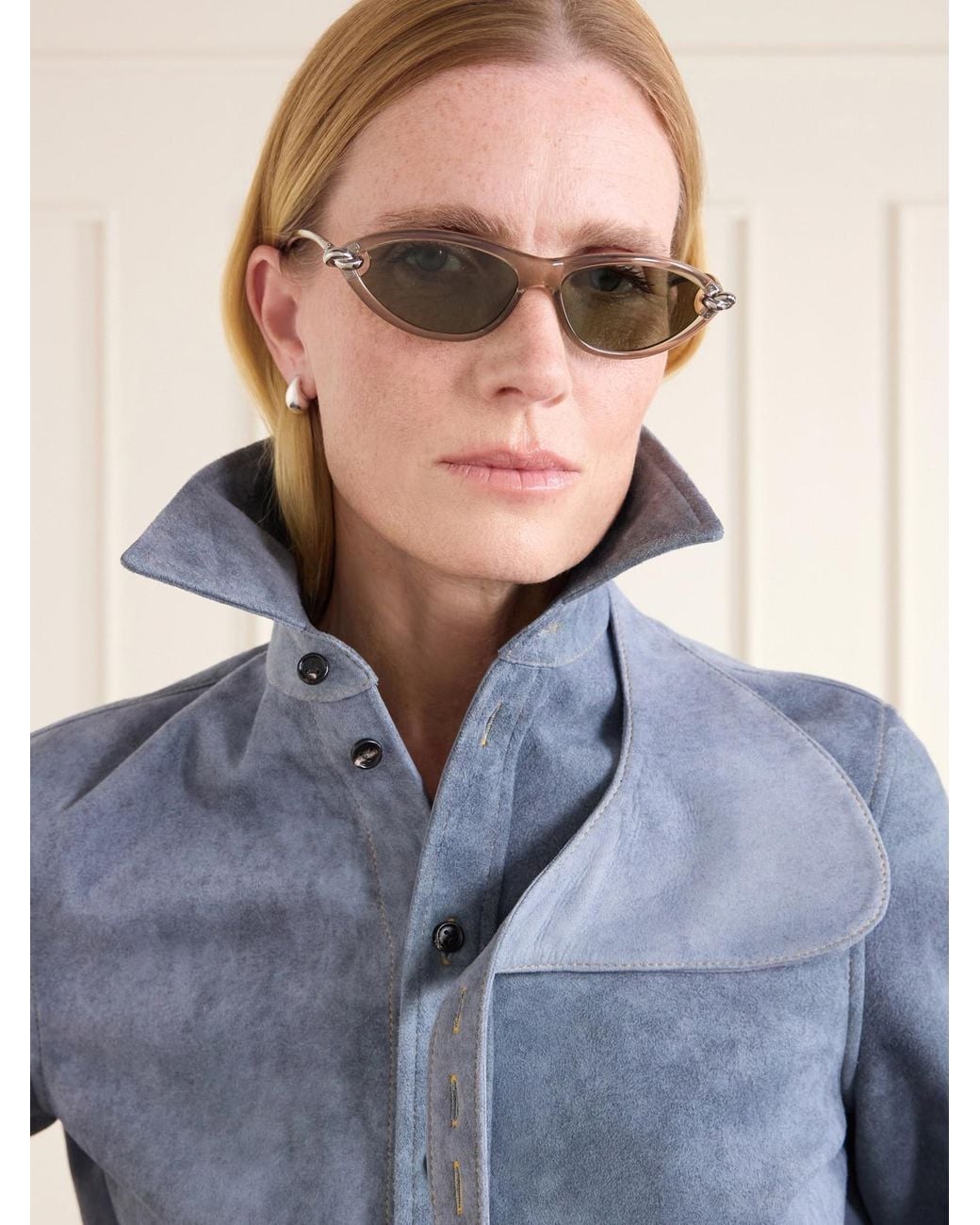 Bottega Veneta Natural New Knot Cat-Eye-Tone And Acetate Sunglasses