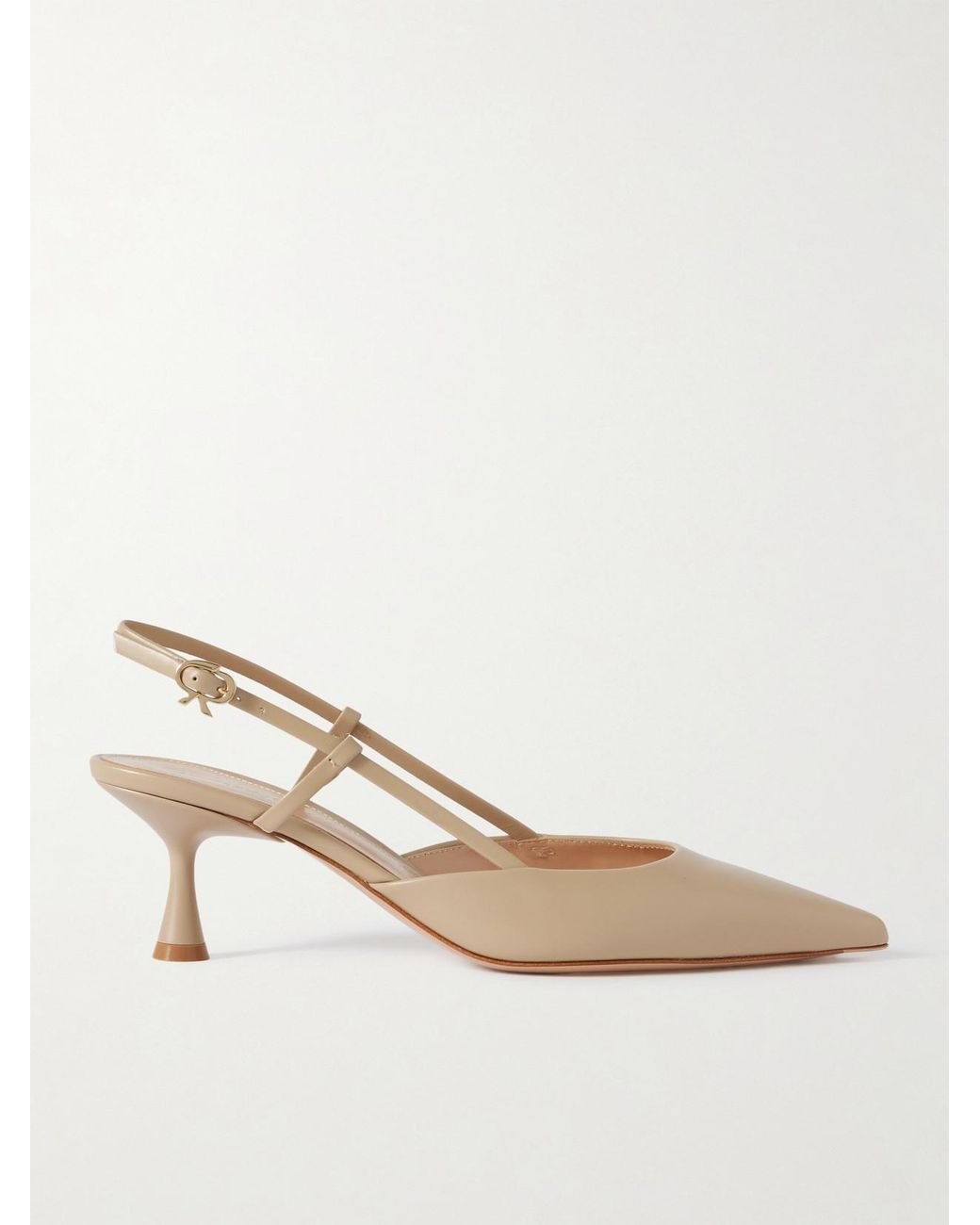 Gianvito Rossi Natural Ascent 55 Leather Slingback Pumps