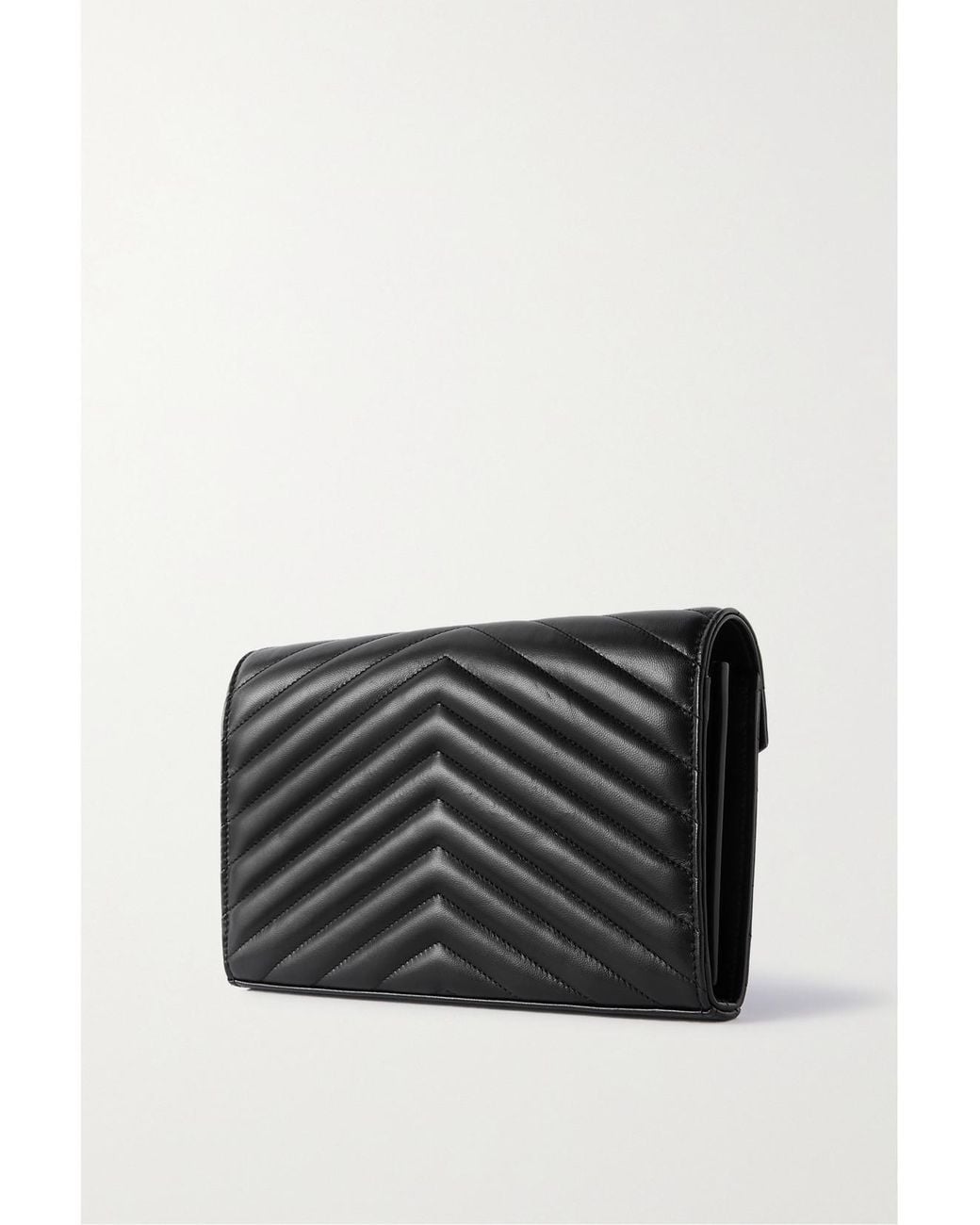 Saint Laurent Black Cassandre Matelassé Leather Shoulder Bag