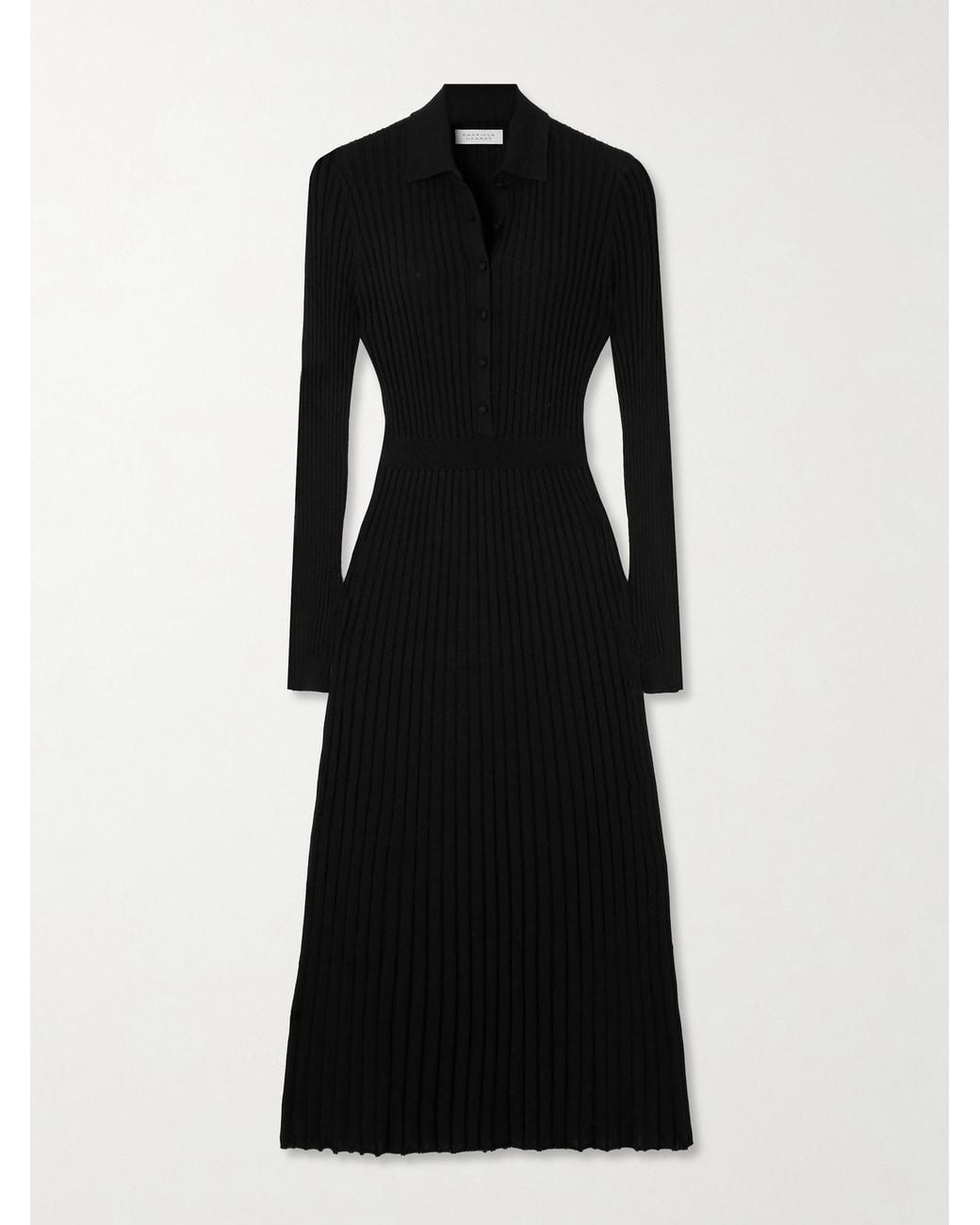 Gabriela Hearst Black Ardor Ribbed Cashmere And Silk-Blend Midi Dress
