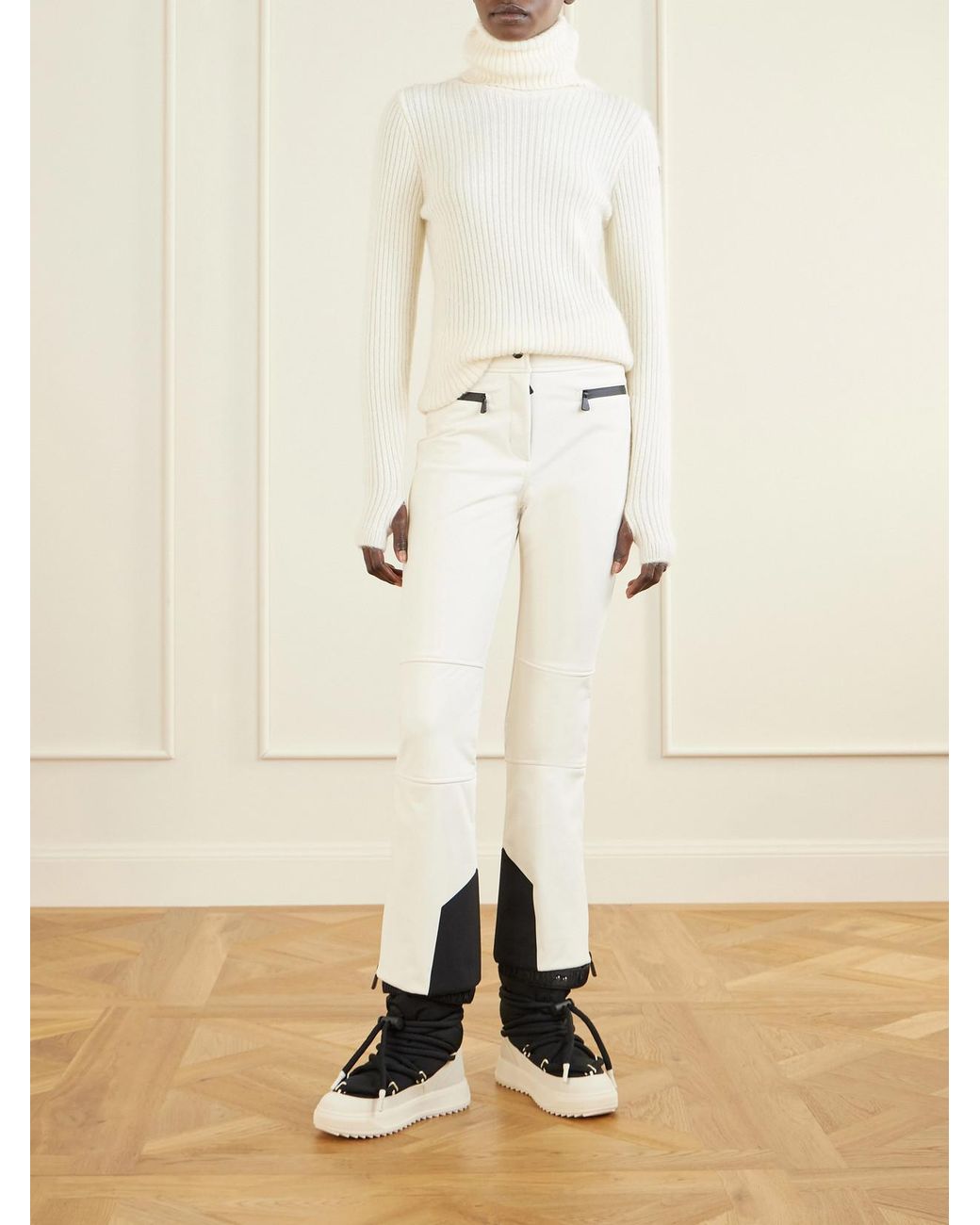 Moncler Natural Ribbed Wool-Blend Turtleneck Sweater