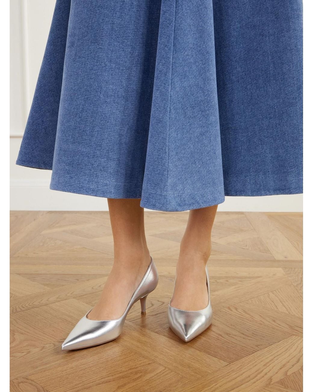 Gianvito Rossi Natural Gianvito 55 Metallic Leather Pumps