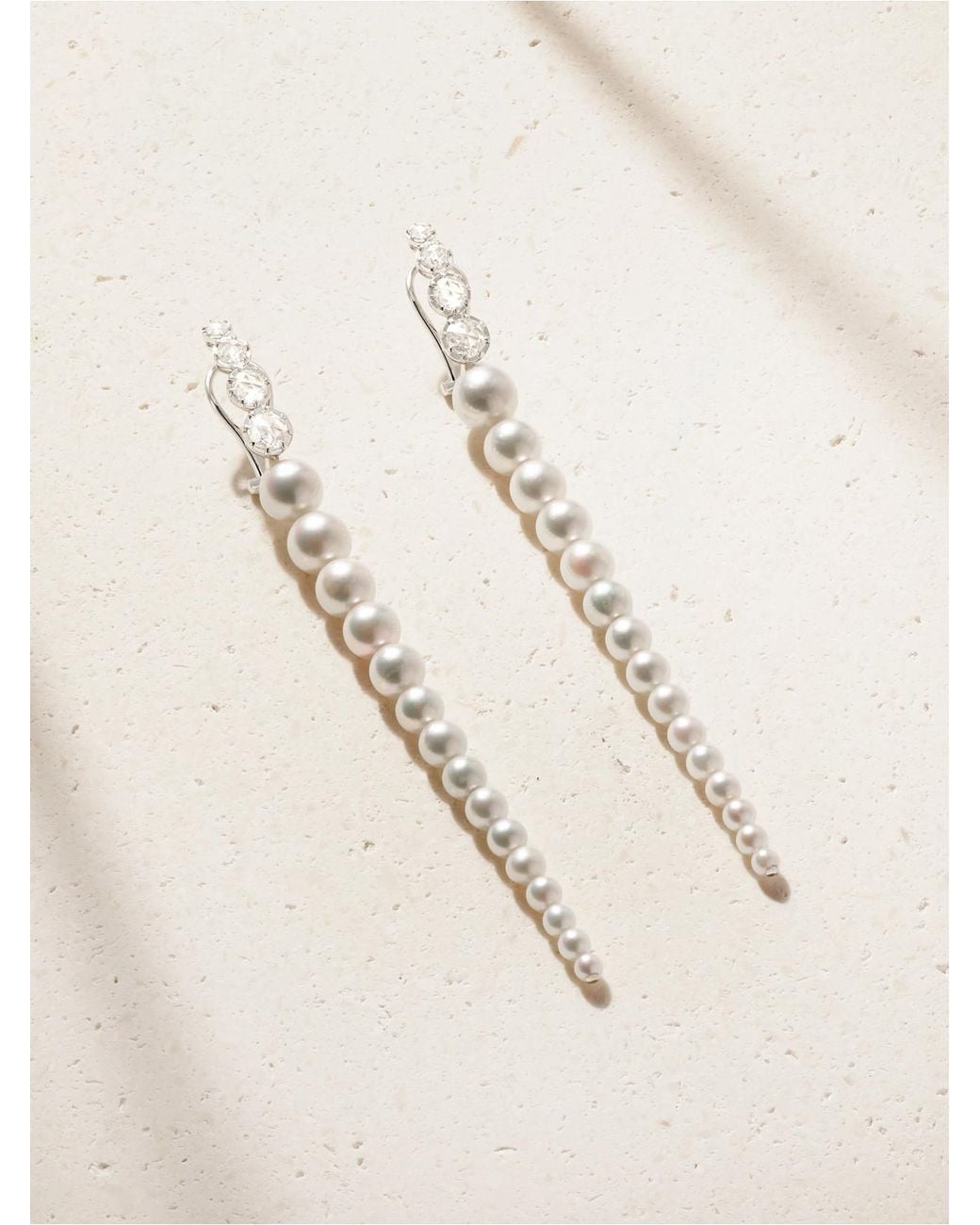 Mizuki Natural Dreamy 18-Karat, Pearl And Diamond Earrings