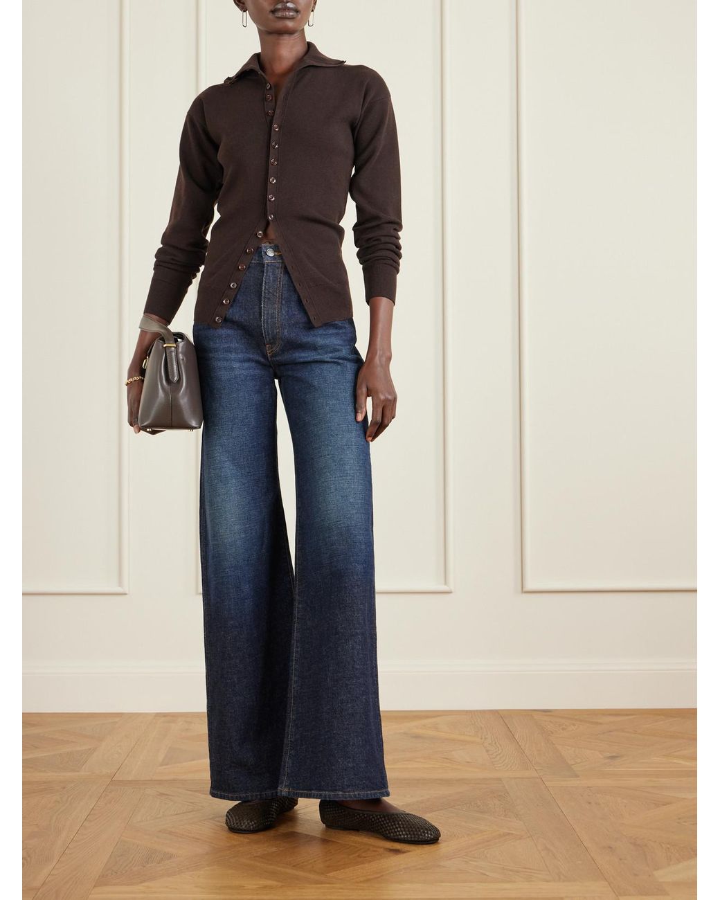 St. Agni White Lattice Ballerinas Aus Geflochtenem Leder Und Veloursleder