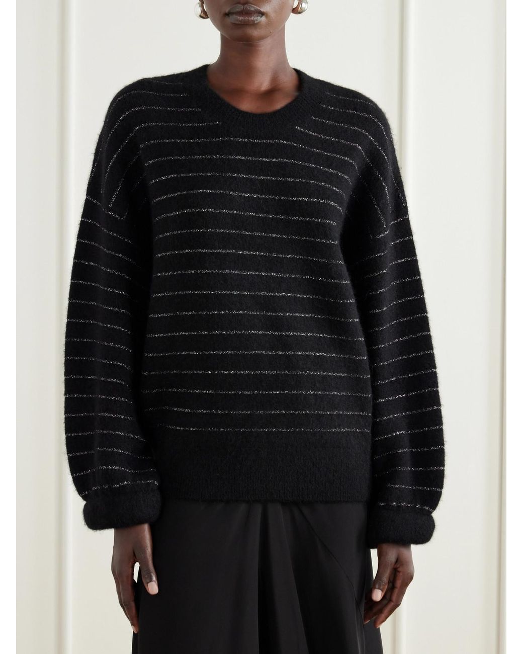 Isabel Marant Black Stacy Striped Embellished Sweater