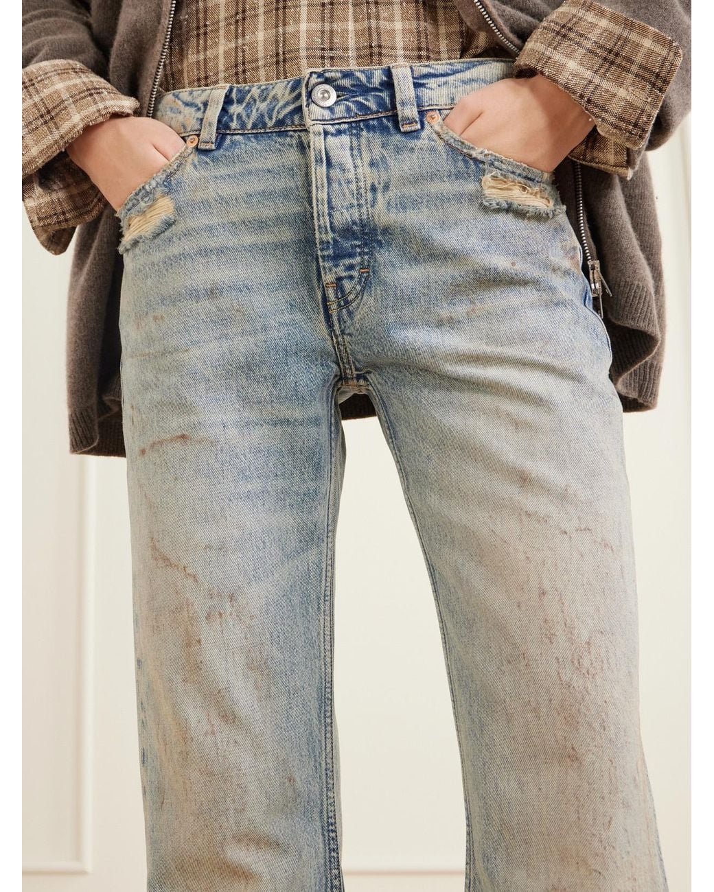 Our Legacy Blue Rover Cut Distressed Mid-Rise Bootcut Jeans